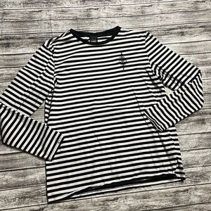 Adult Medium Vakate horizontal stripe black & white loose fit long sleeve